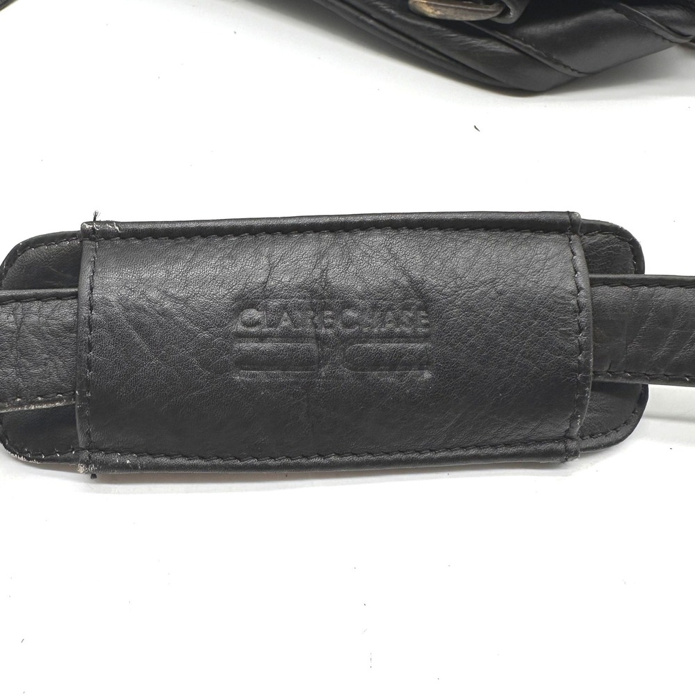 Vintage Claire Chase Black Leather Messenger Bag Crossbody Organizer Briefcase - Picture 13 of 14